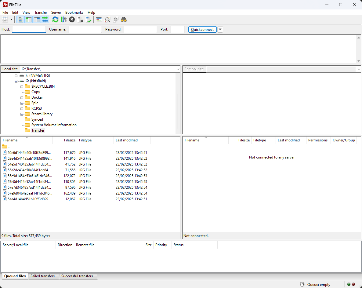 Filezilla main window
