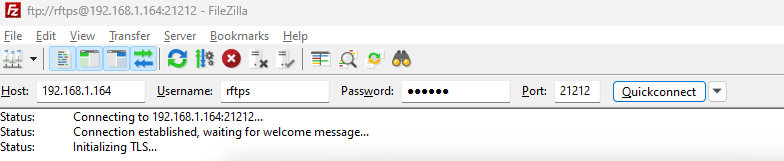 Filezilla input server credentials
