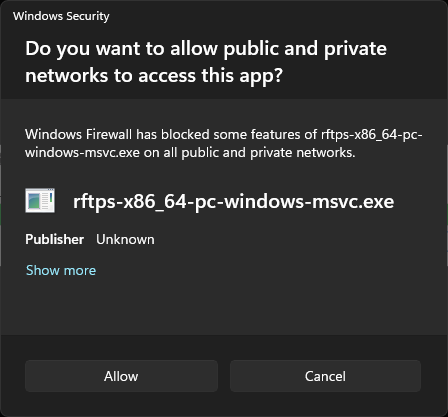 Windows allow network access